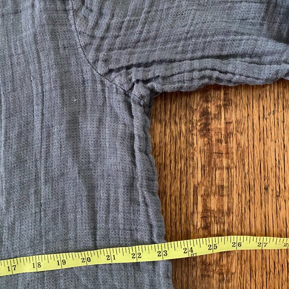 FLAX 3/4 Linen Tunic Blouse Grey / Blue Large Boho Summer Artsy - Picture 7 of 8